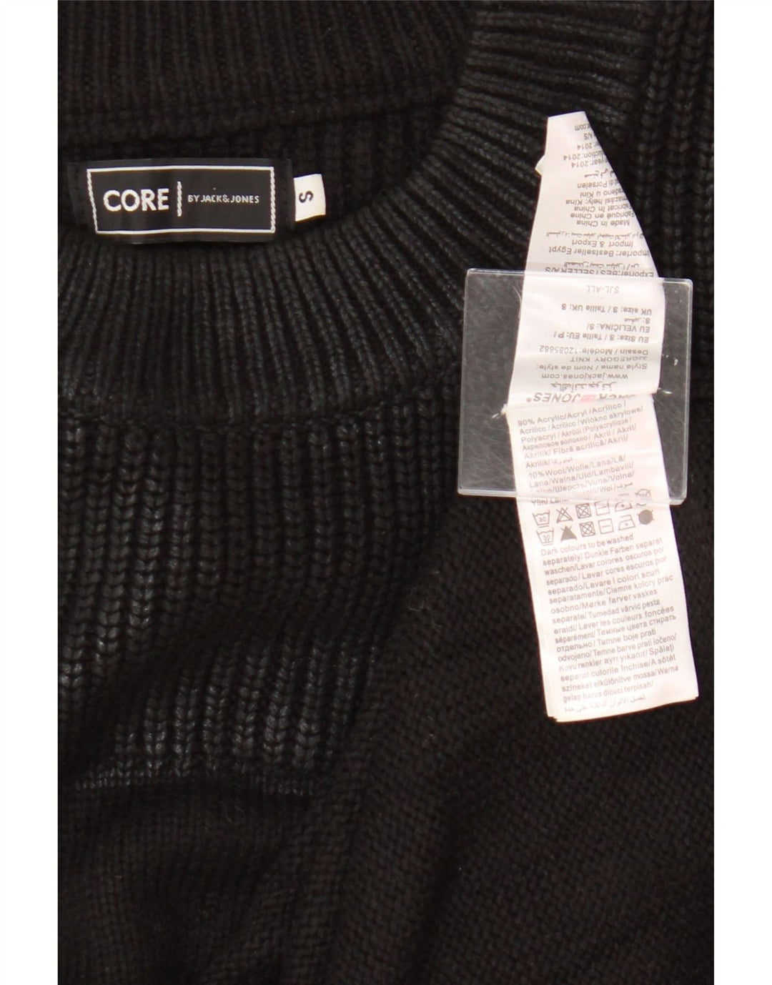 Suéter masculino Jack & Jones com gola redonda e pequeno acrílico preto