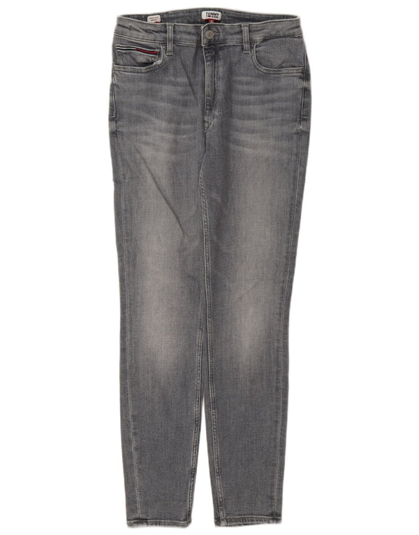 Jeans skinny de cintura alta feminino Tommy Hilfiger W30 L30 algodão cinza