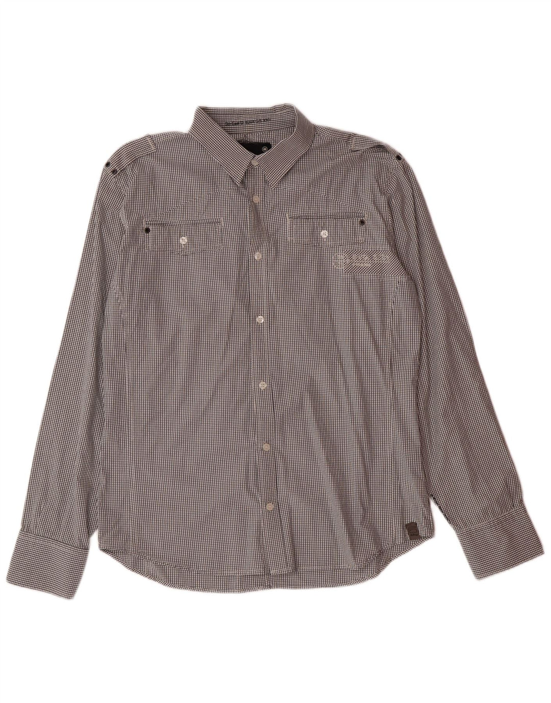 Camisa masculina G-STAR XL de algodão xadrez preto