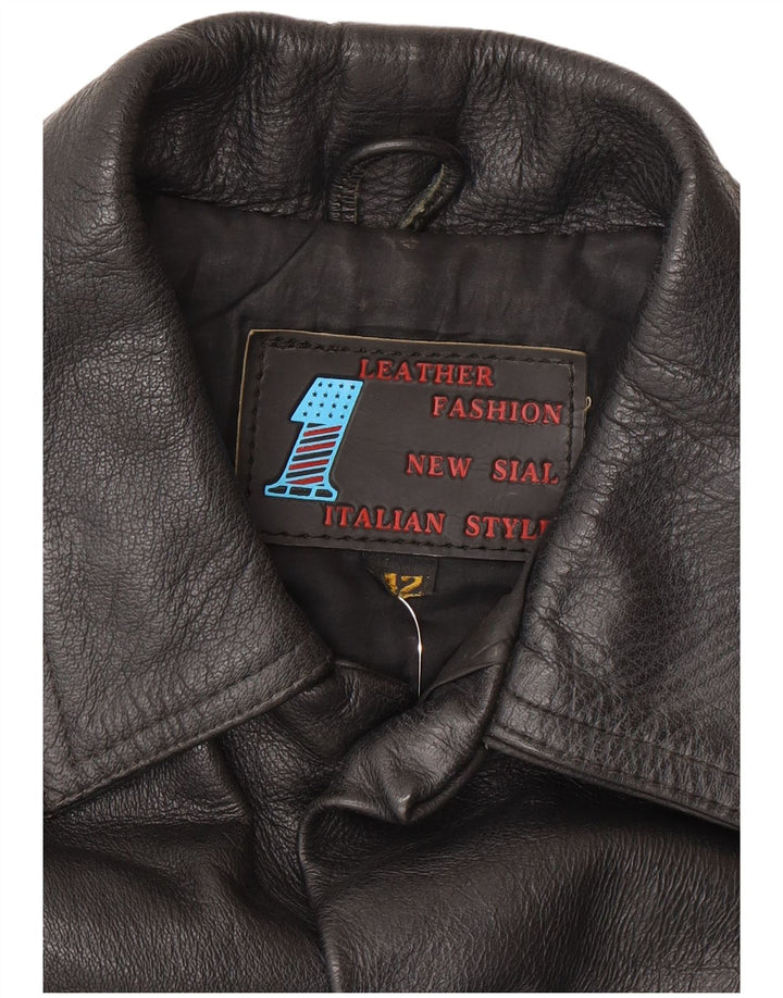 Jaqueta de couro feminina vintage IT 42 couro preto médio