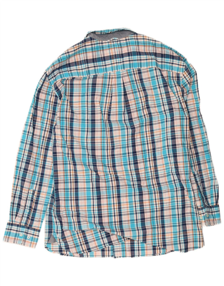 Camisa alta masculina Tommy Hilfiger 2XL algodão xadrez azul