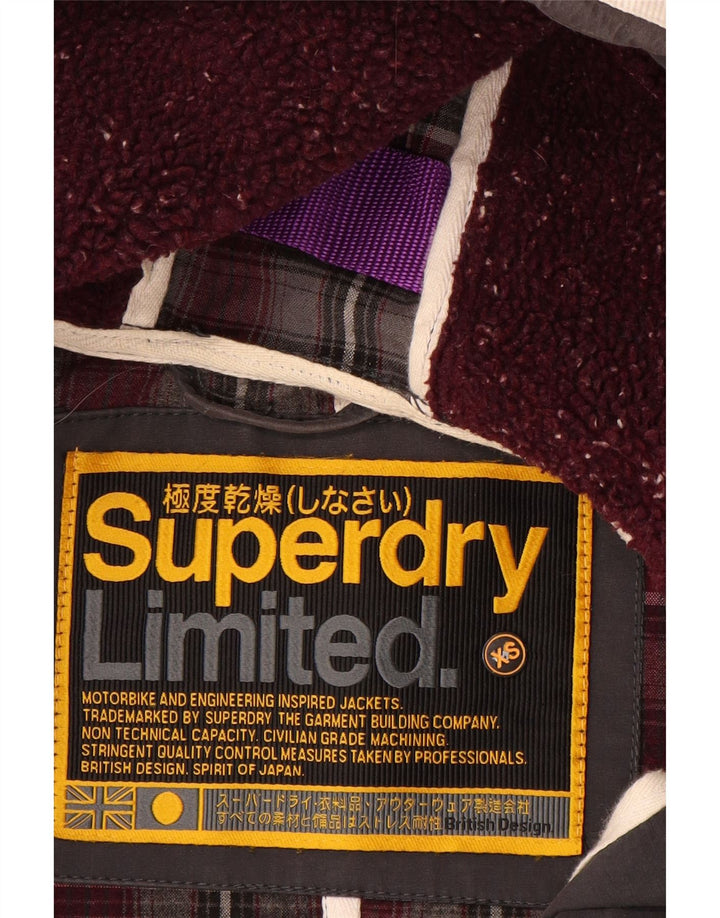 Casaco Duffle feminino com capuz SUPERDRY UK 6 XS algodão cinza