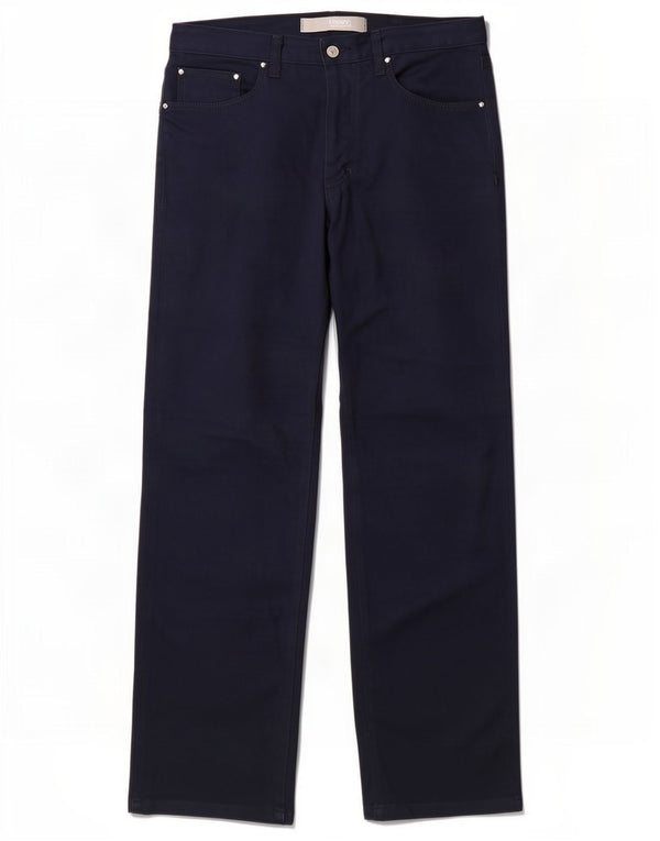 Calça casual reta masculina Versace W34 L32 poliéster azul marinho