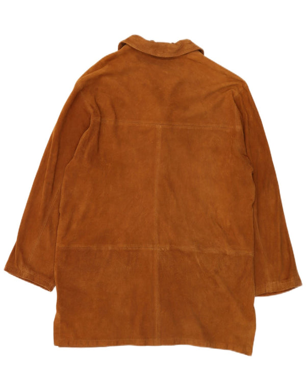 Sobretudo de camurça vintage feminino EU 40 couro bege médio