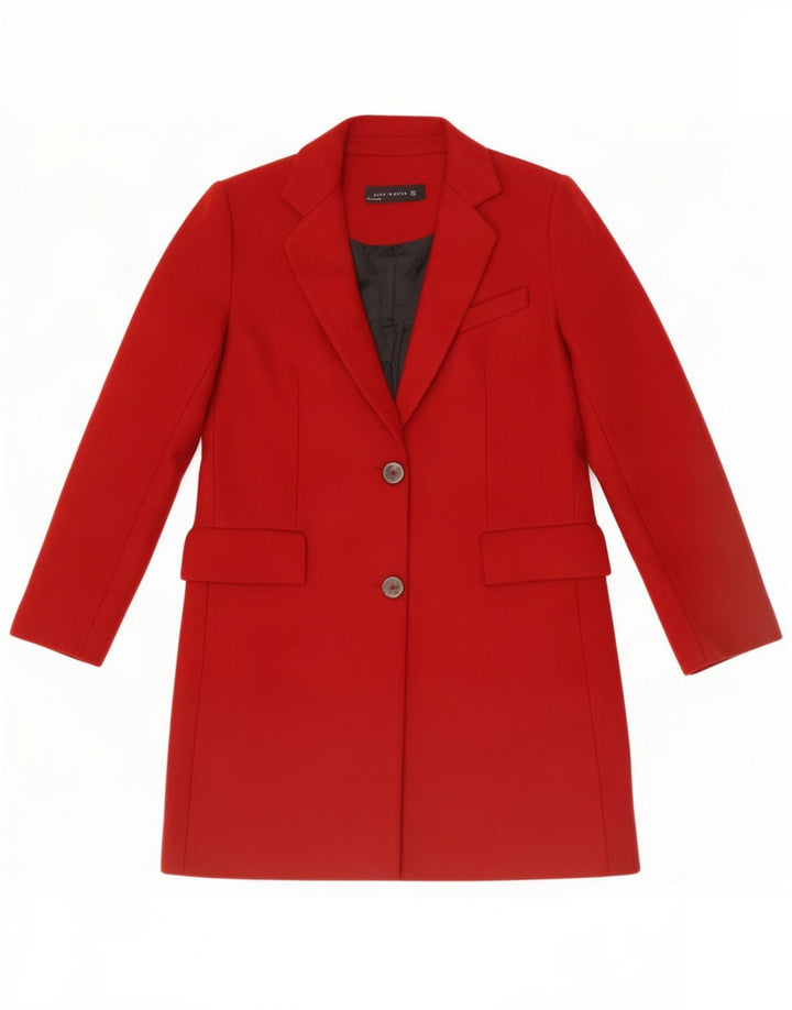 Zara Womens Longline 2 Button Blazer Jacket Reino Unido 14 Médio Vermelho