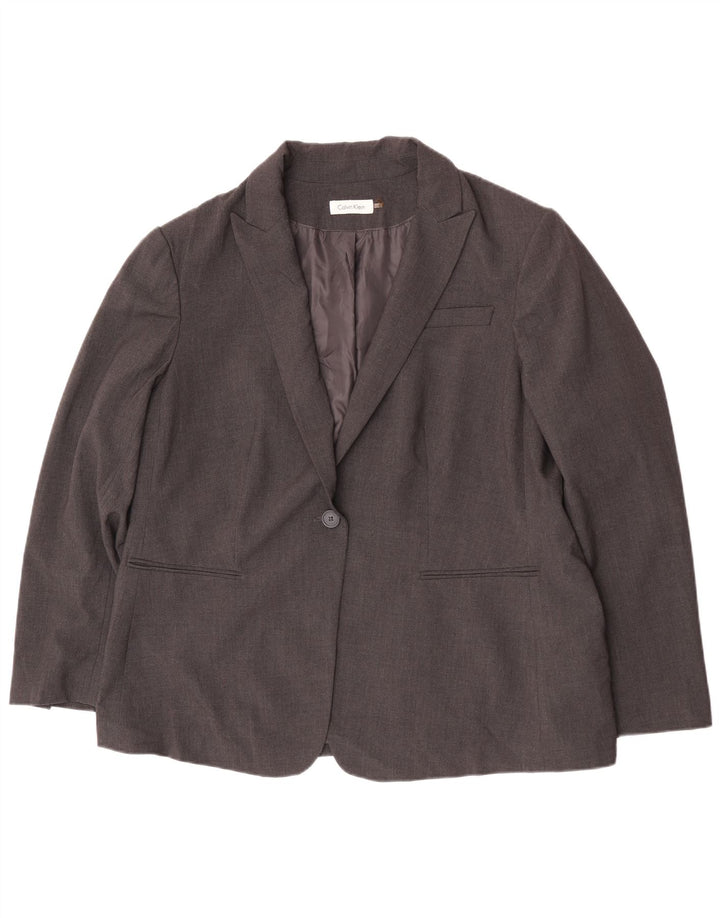 Jaqueta blazer feminina Calvin Klein com 1 botão Reino Unido 20 2XL cinza poliéster