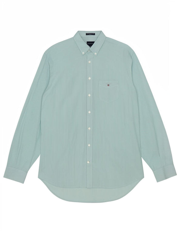 Camisa masculina Gant Regular Fit tamanho 18 2XL algodão listrado verde