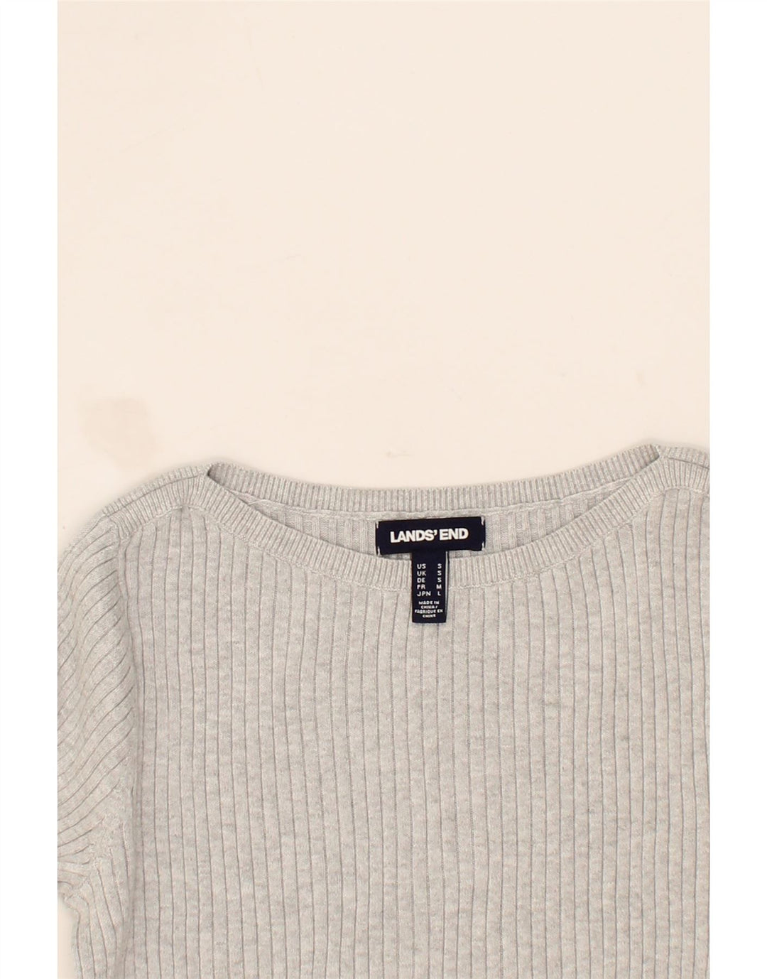 LANDS END Womens Boat Neck Jumper Sweater UK 10 Small Grey Cotton Vintage Lands End and Second-Hand Lands End from Messina Hembry 