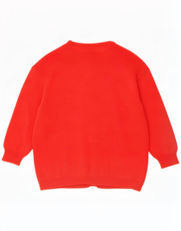 Suéter cardigã feminino vintage Reino Unido 16 grande vermelho Argyle/Diamante