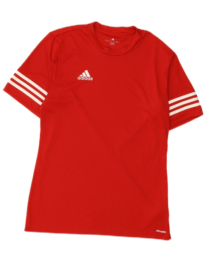 Adidas Mens Climalite Camiseta Top Médio Poliéster Vermelho