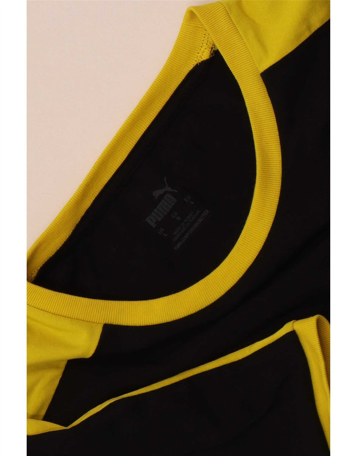 Camiseta masculina Puma BVB Dortmund Top grande bloco colorido preto