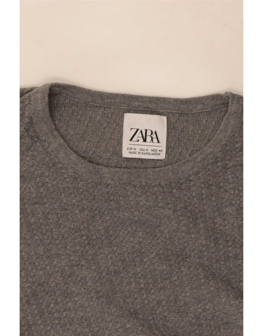 Zara Suéter masculino com gola redonda cinza médio