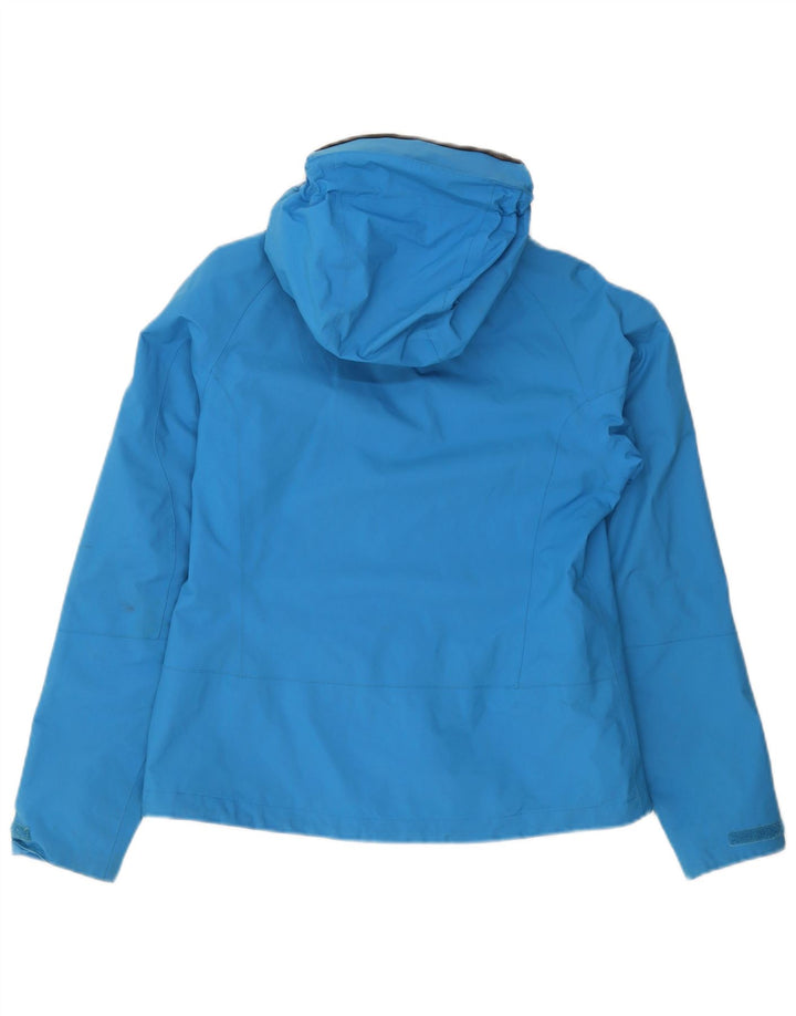 Jaqueta de chuva feminina com capuz Jack Wolfskin UK 10 pequena azul poliamida