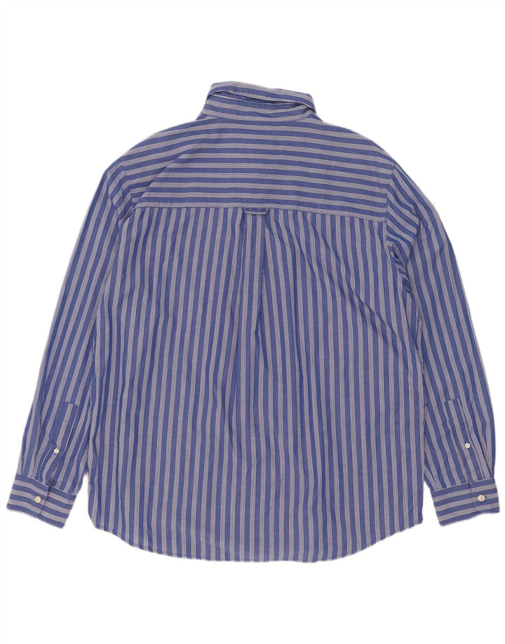 Camisa masculina Chaps grande algodão listrado azul