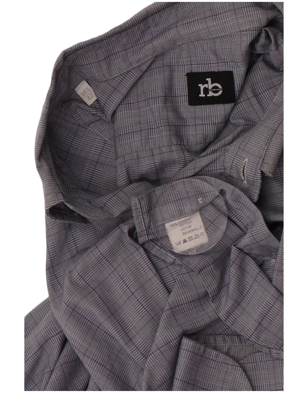 Camisa masculina Roccobarocco tamanho 42 16 1/2 grande algodão xadrez azul