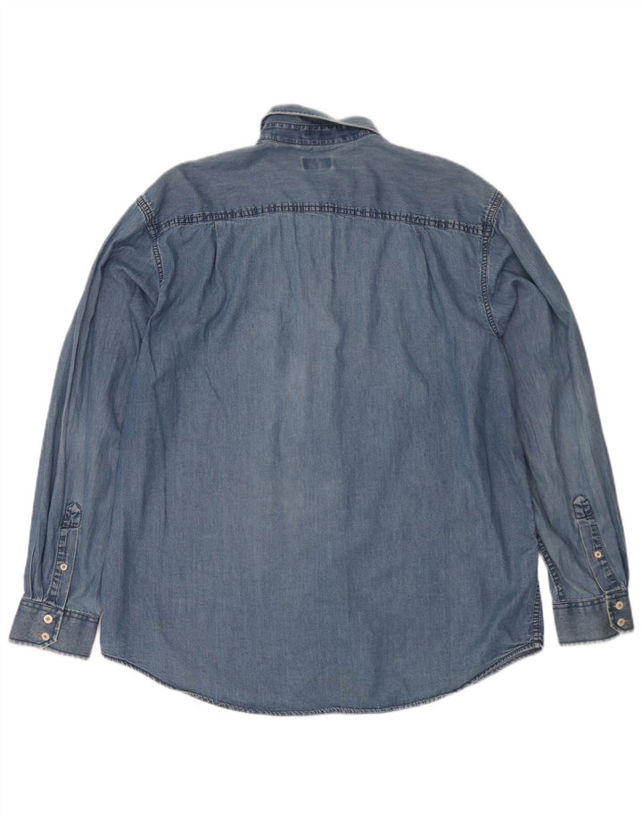 Camisa jeans masculina Izod grande algodão azul