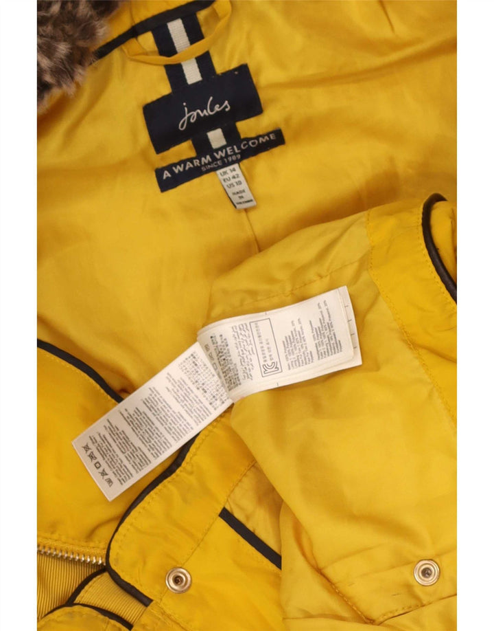 Jaqueta acolchoada com capuz feminina Joules UK 14 poliéster amarelo médio