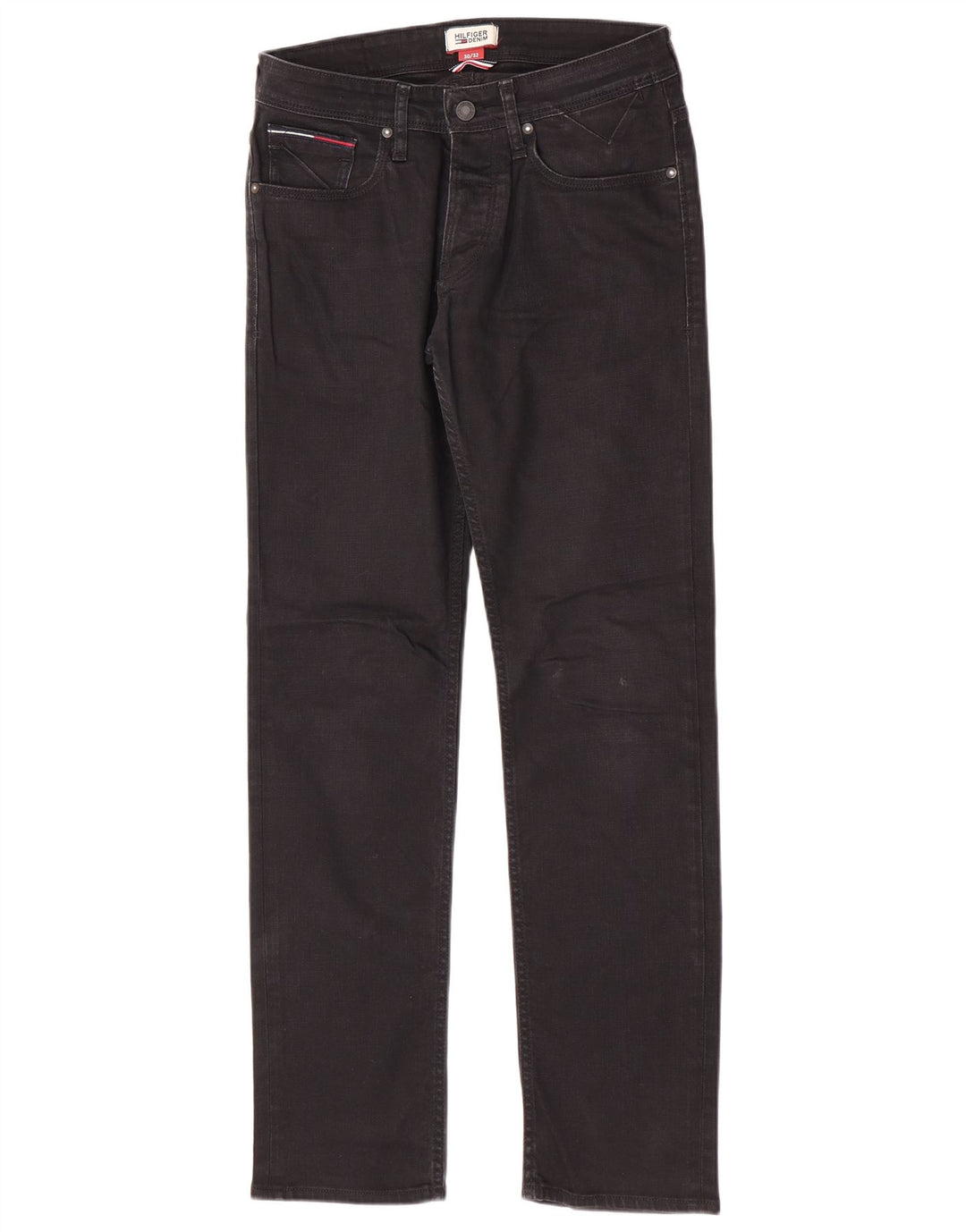 Tommy Hilfiger Masculino Slim Jeans W30 L32 Algodão Preto
