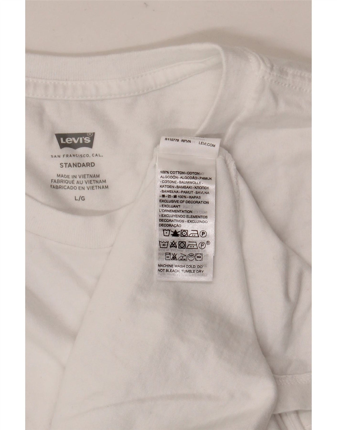 Camiseta masculina padrão Levi's Top grande de algodão branco