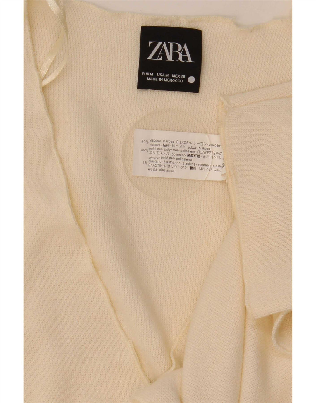 Zara Cardigan Feminino Top UK 14 Médio Off White Viscose