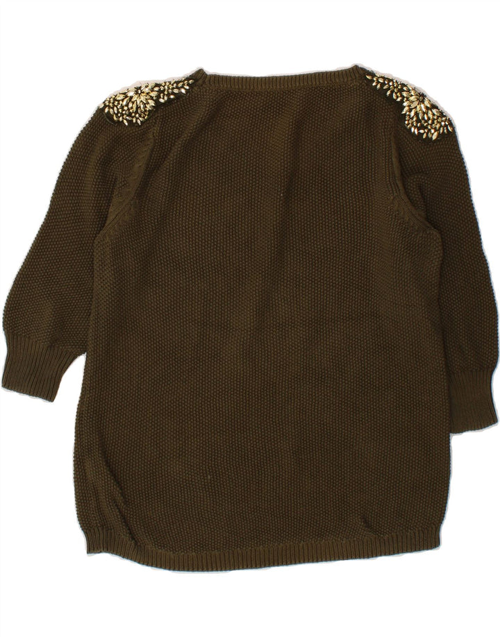 OASIS Womens Boat Neck Jumper Sweater UK 16 Large Green Cotton Vintage Oasis and Second-Hand Oasis from Messina Hembry 