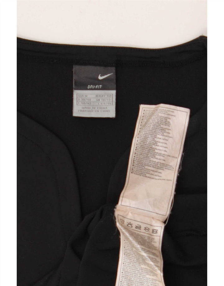 Nike Womens Dri Fit Crop Vest Top UK 10/12 Médio Preto Listrado Poliéster