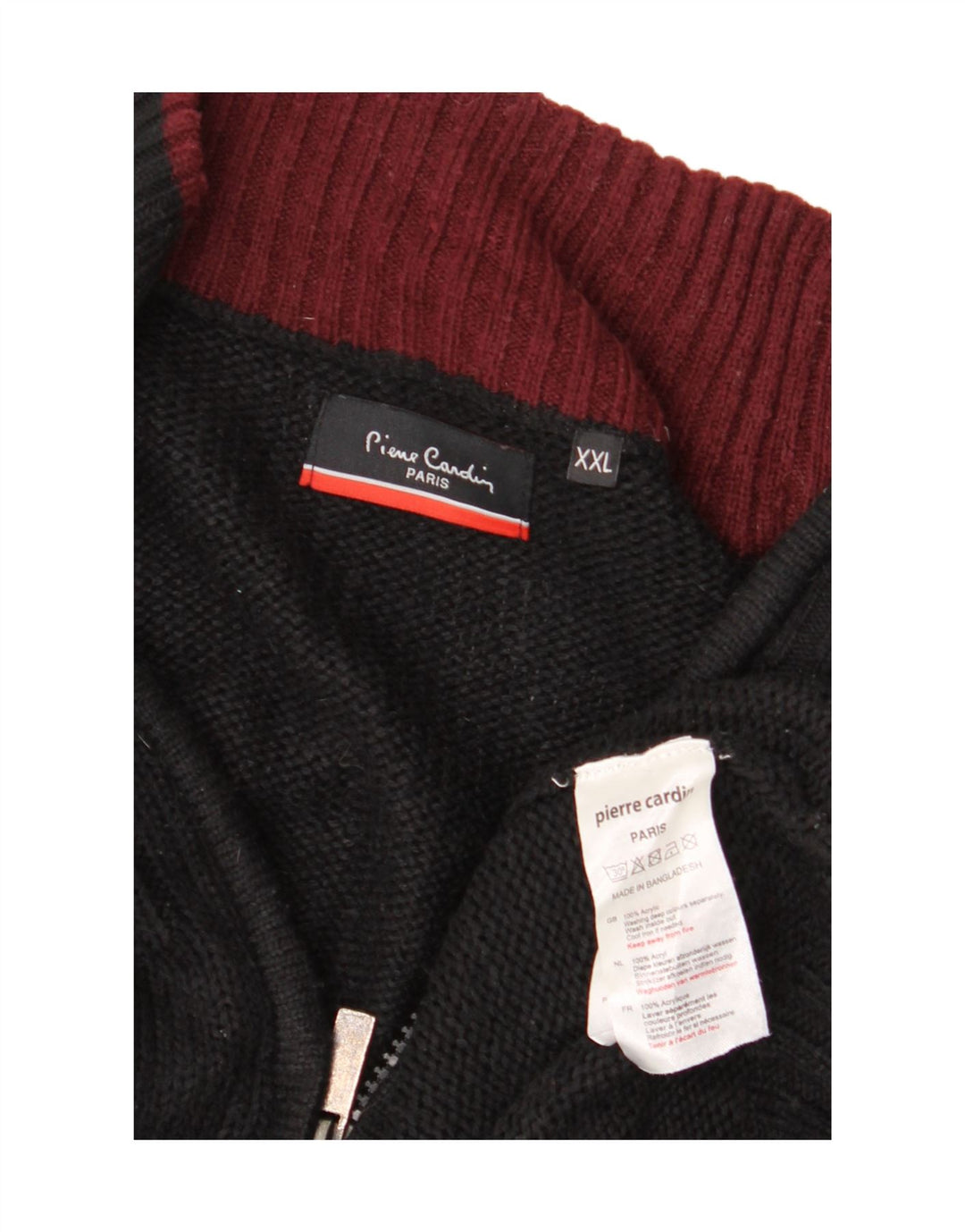 Suéter feminino PIERRE CARDIN com zíper e gola UK 20 2XL preto acrílico