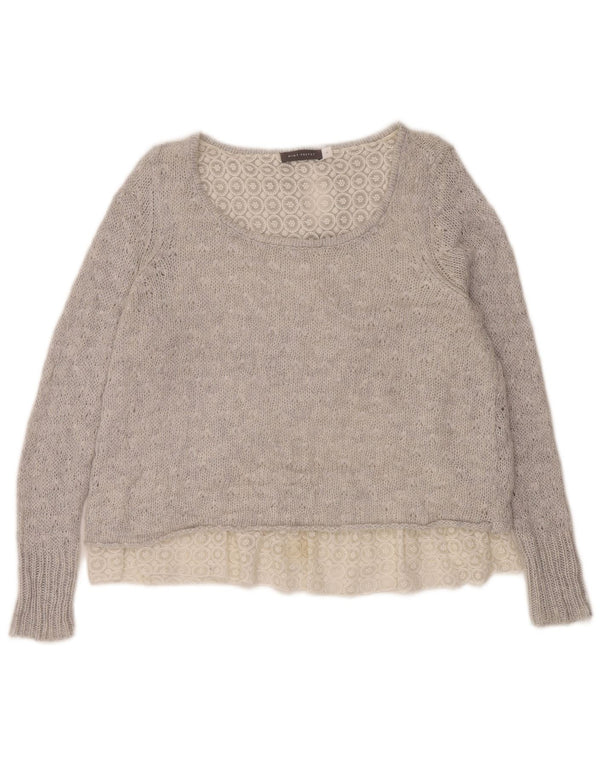 Suéter feminino MINT VELVET com gola canoa Reino Unido 16 grande cinza acrílico