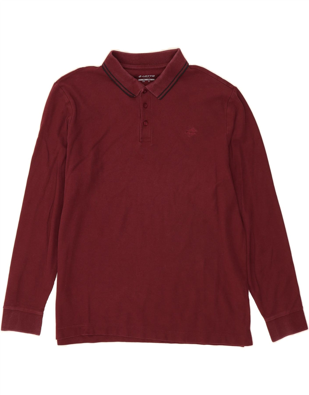 LOTTO Mens Long Sleeve Polo Shirt XL Maroon Cotton Vintage Lotto and Second-Hand Lotto from Messina Hembry 