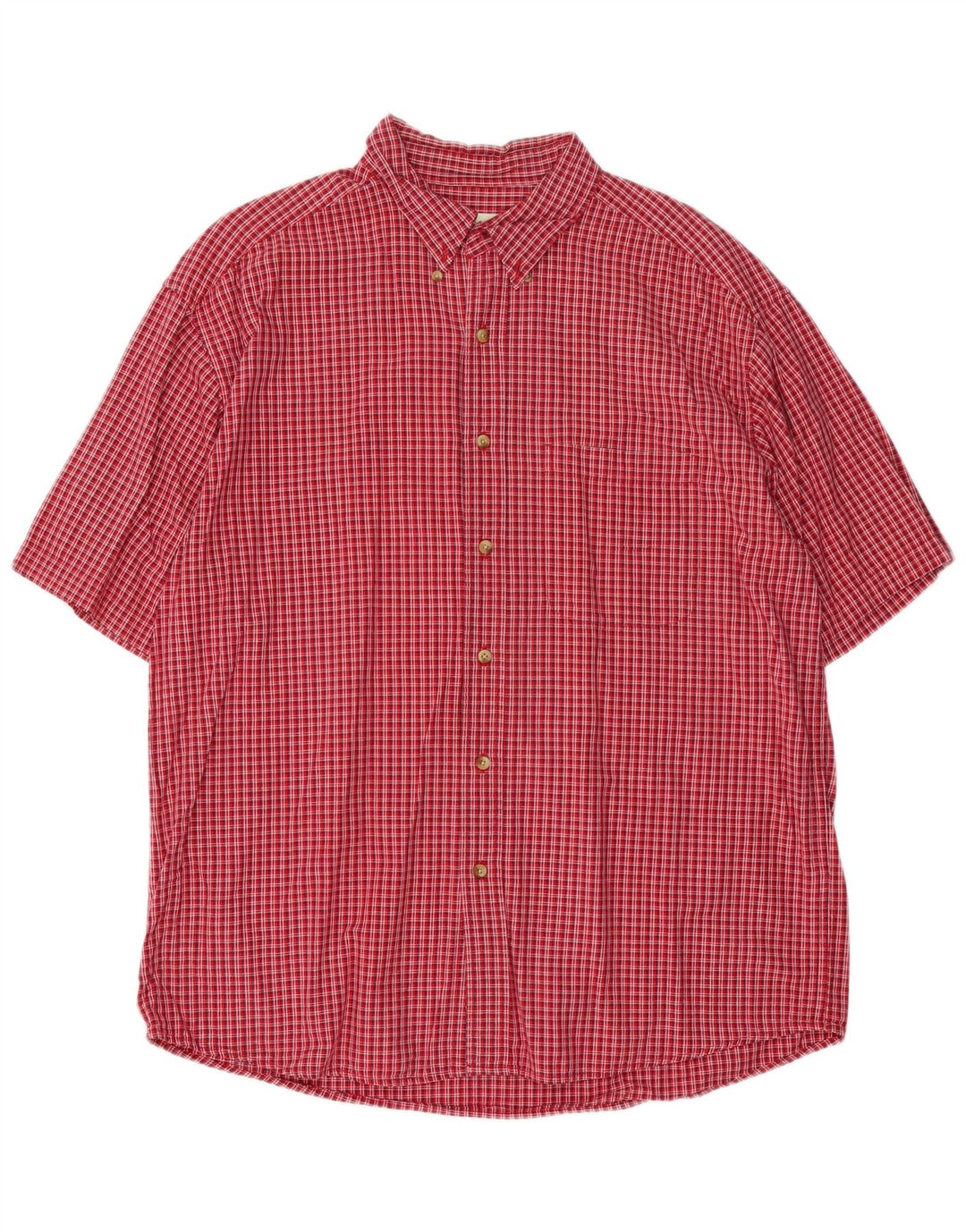 EDDIE BAUER Camisa masculina de manga curta grande algodão vermelho guingão