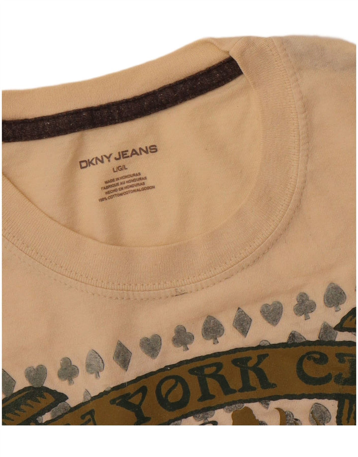 Camiseta gráfica masculina DKNY Top grande de algodão bege