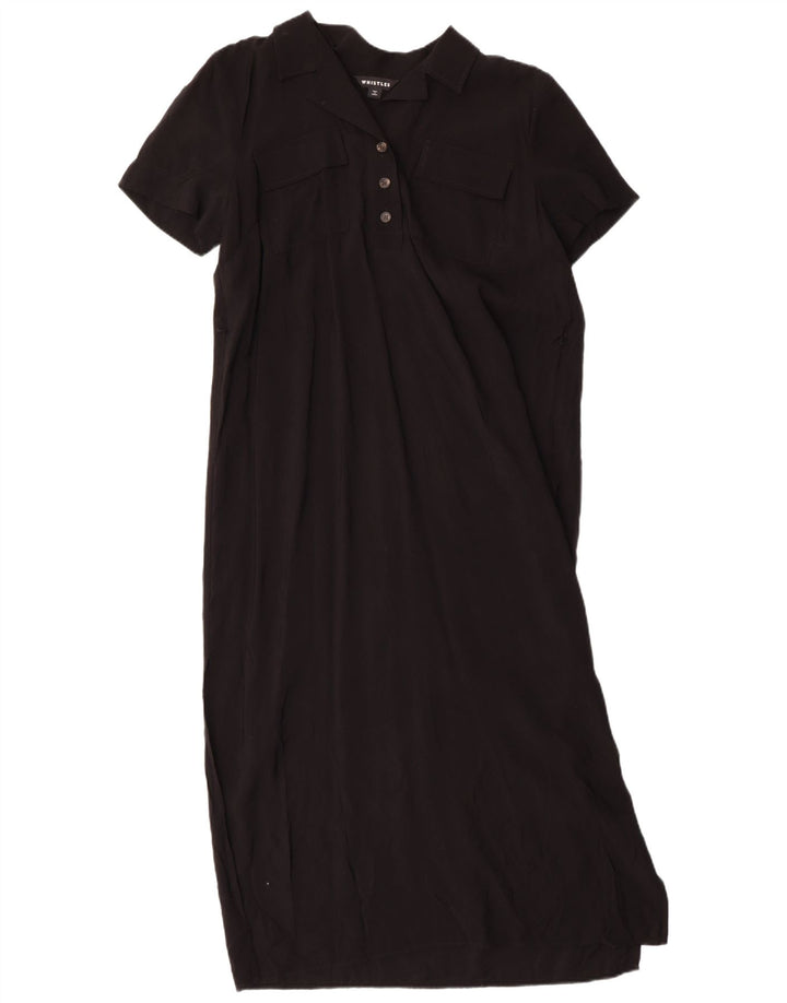 WHISTLES Vestido maxi feminino UK 12 viscose preta média