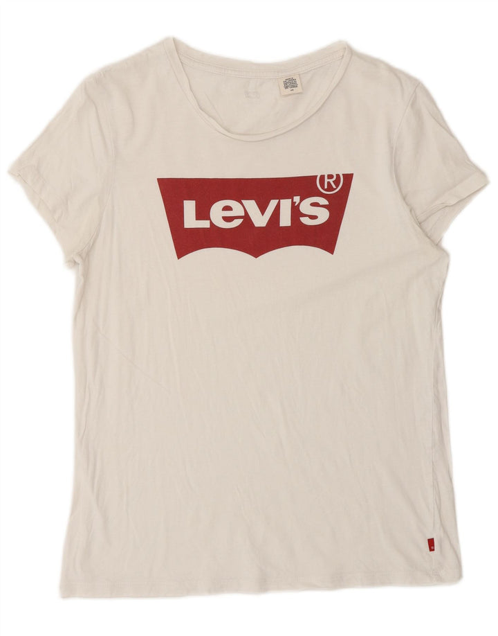 Camiseta feminina gráfica LEVI'S UK 14 grande branca