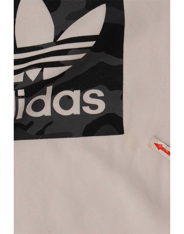 Suéter gráfico Adidas Boys 13-14 anos algodão branco