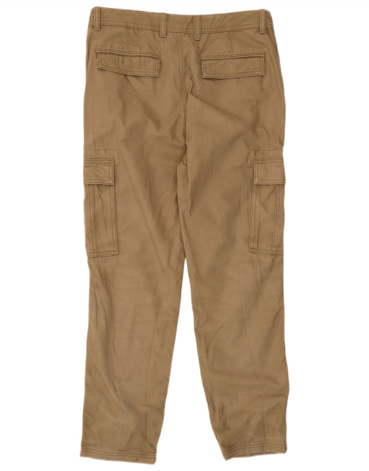 Calça cargo reta masculina Marks & Spencer W32 L29 algodão bege