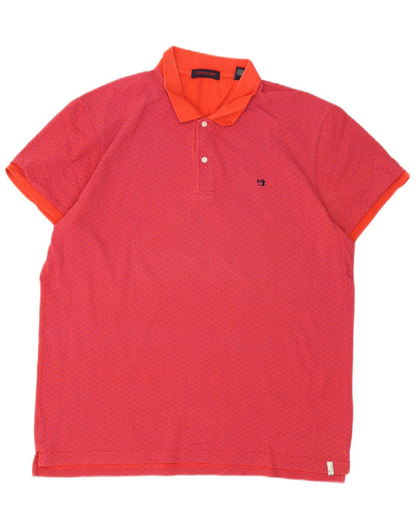 Camisa polo masculina Scotch & Soda XL laranja algodão geométrico