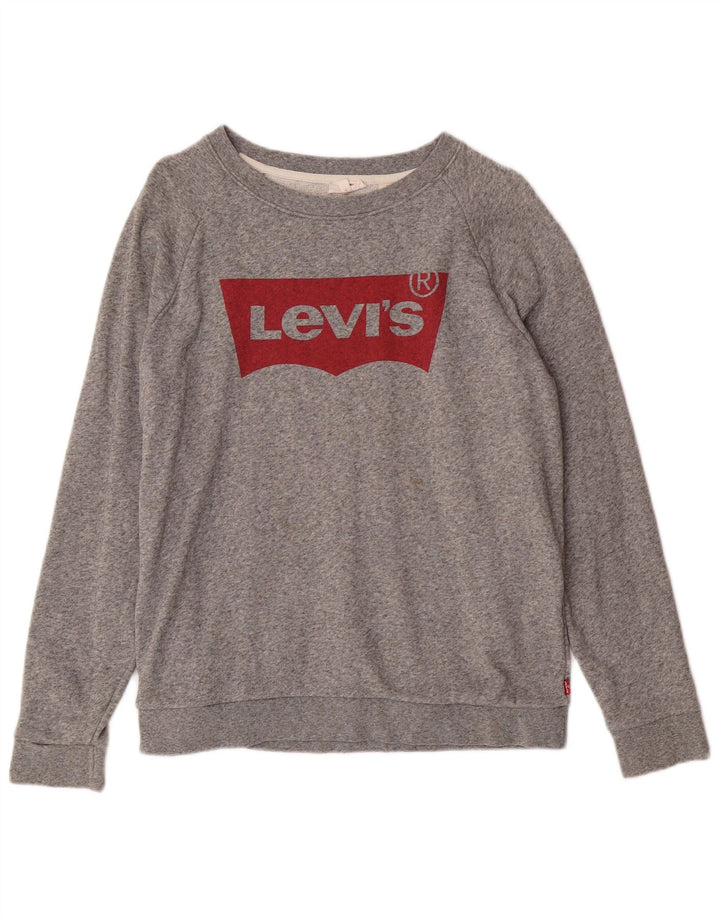 Moletom gráfico feminino Levi's Jumper UK 14 algodão cinza médio