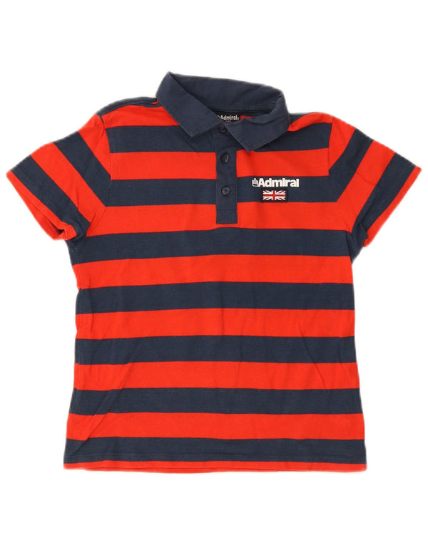 Camisa polo Admiral Boys 9-10 anos algodão listrado vermelho