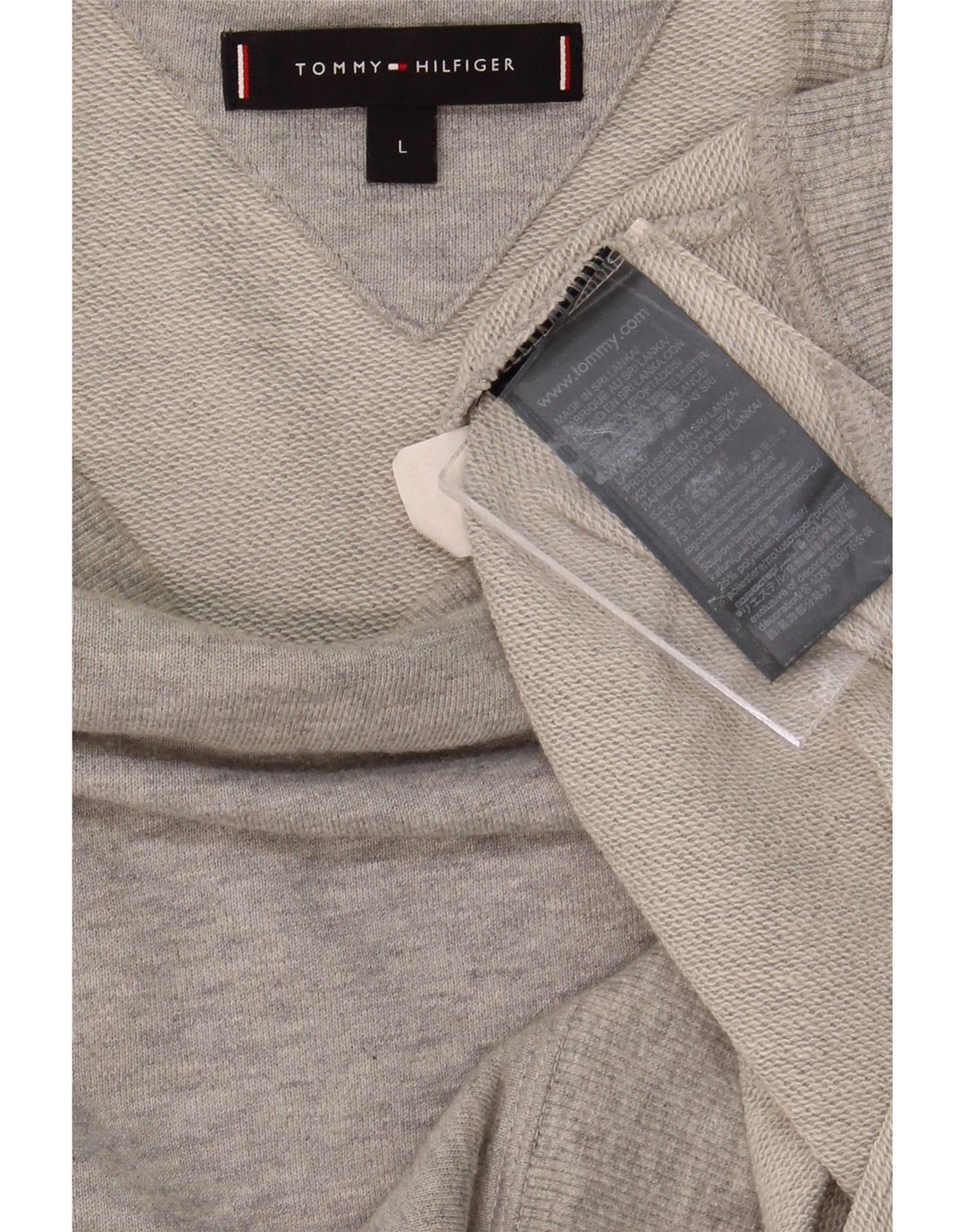 Suéter gráfico masculino TOMMY HILFIGER grande bloco colorido cinza