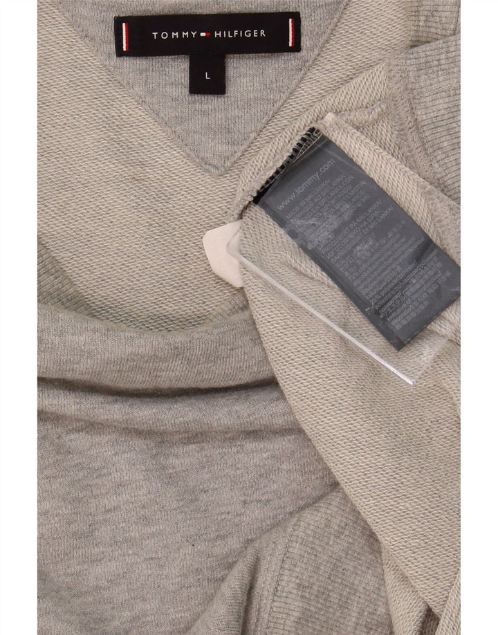 Suéter gráfico masculino TOMMY HILFIGER grande bloco colorido cinza