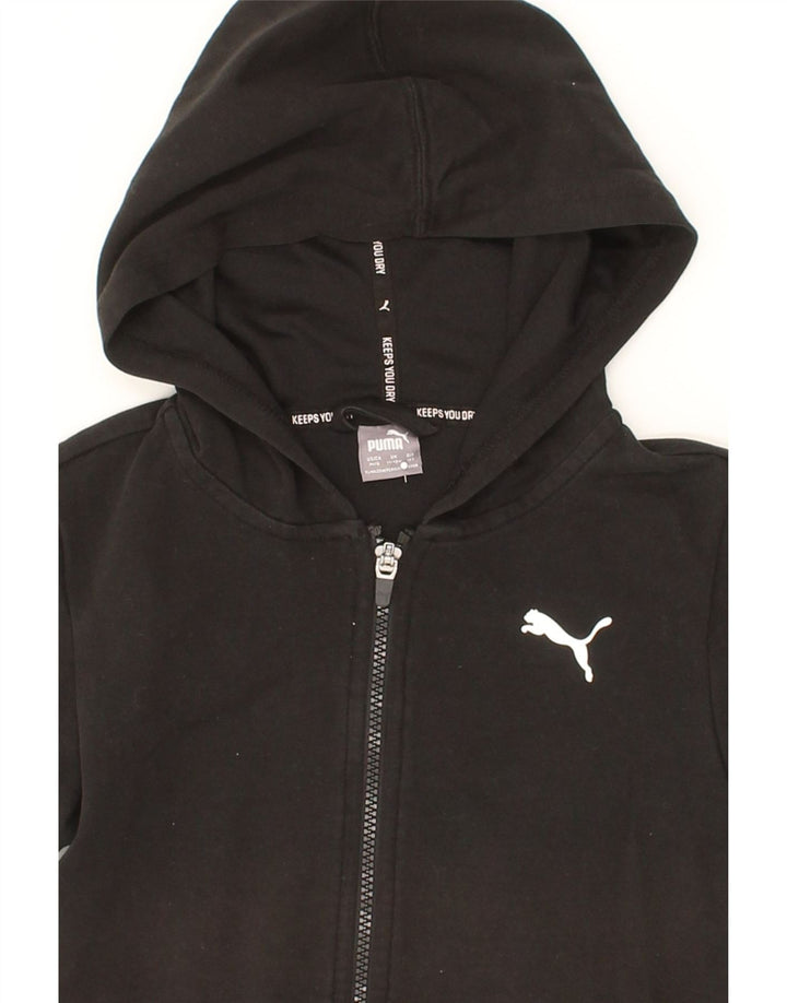 PUMA Boys Graphic Zip Hoodie Sweater 11-12 Years Large  Black Cotton Vintage Puma and Second-Hand Puma from Messina Hembry 