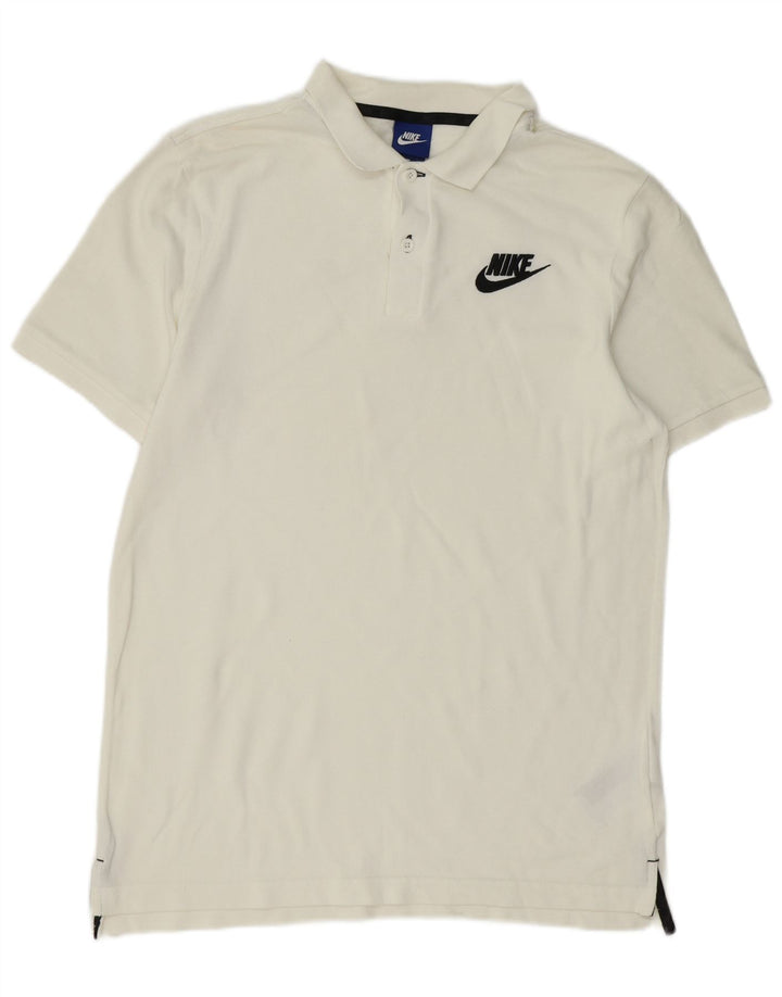 Camisa polo masculina NIKE de algodão branco médio