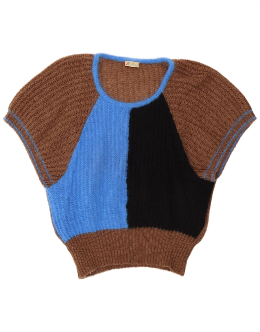 Suéter feminino Berri com gola canoa Reino Unido 14 marrom médio colorblock angorá