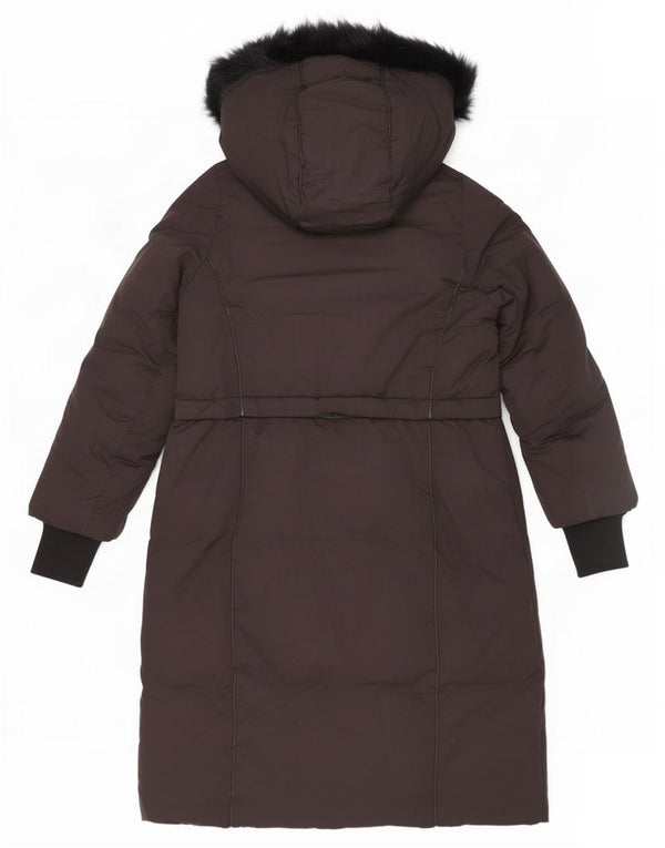 Casaco acolchoado com capuz feminino Zara UK 14 poliéster preto médio