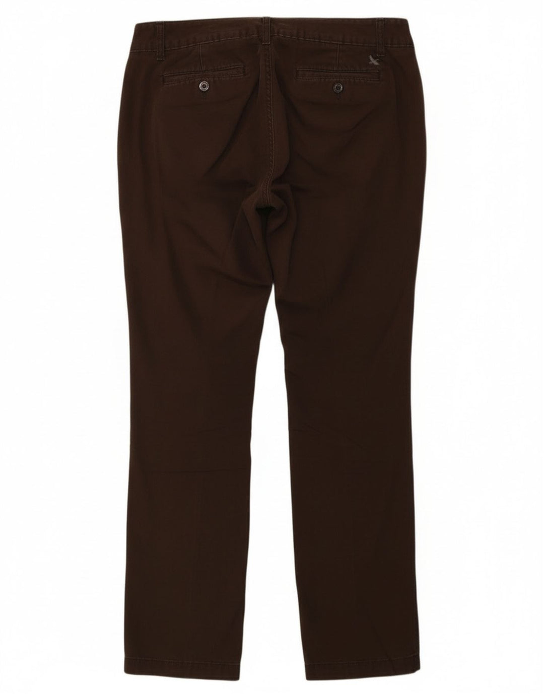 Calça chino feminina Eddie Bauer reta EUA 6 médio W32 L30 algodão marrom