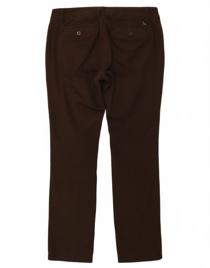 Calça chino feminina Eddie Bauer reta EUA 6 médio W32 L30 algodão marrom