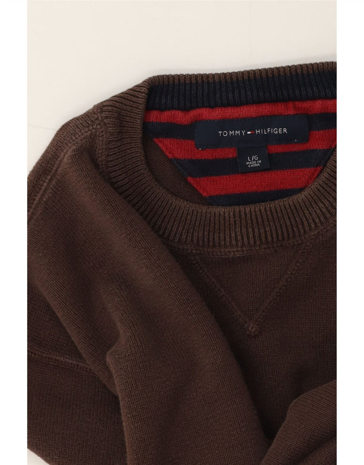 Suéter masculino Tommy Hilfiger com gola redonda grande marrom