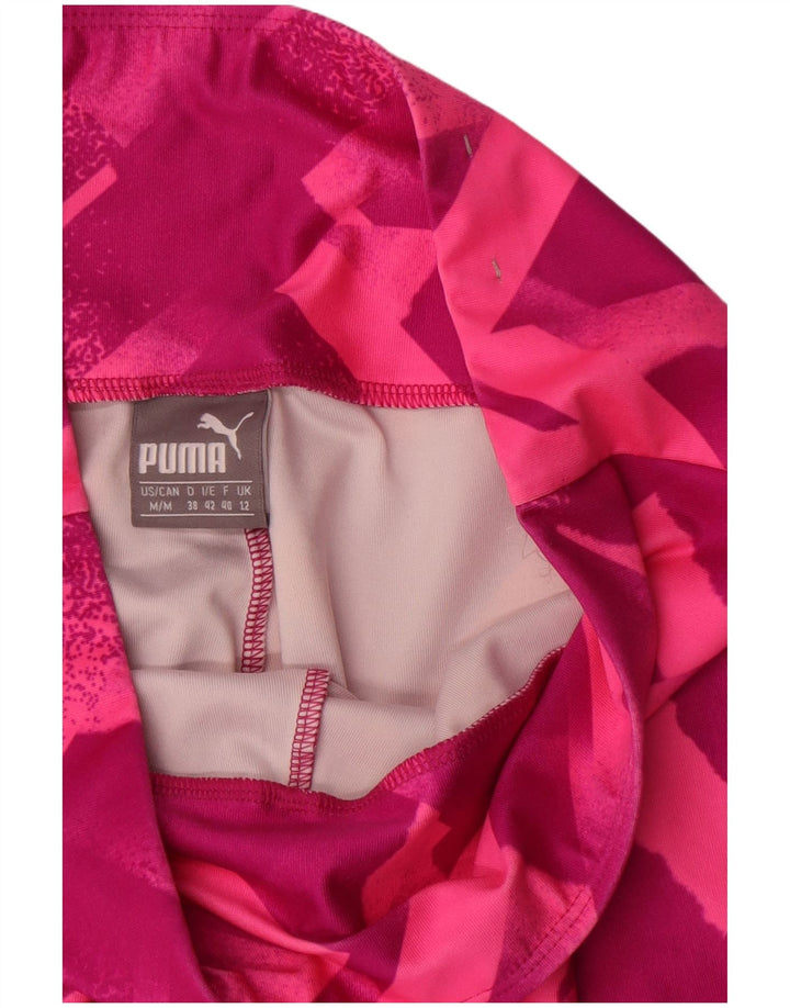 Leggings Puma Feminino UK 12 Médio Rosa Geométrico