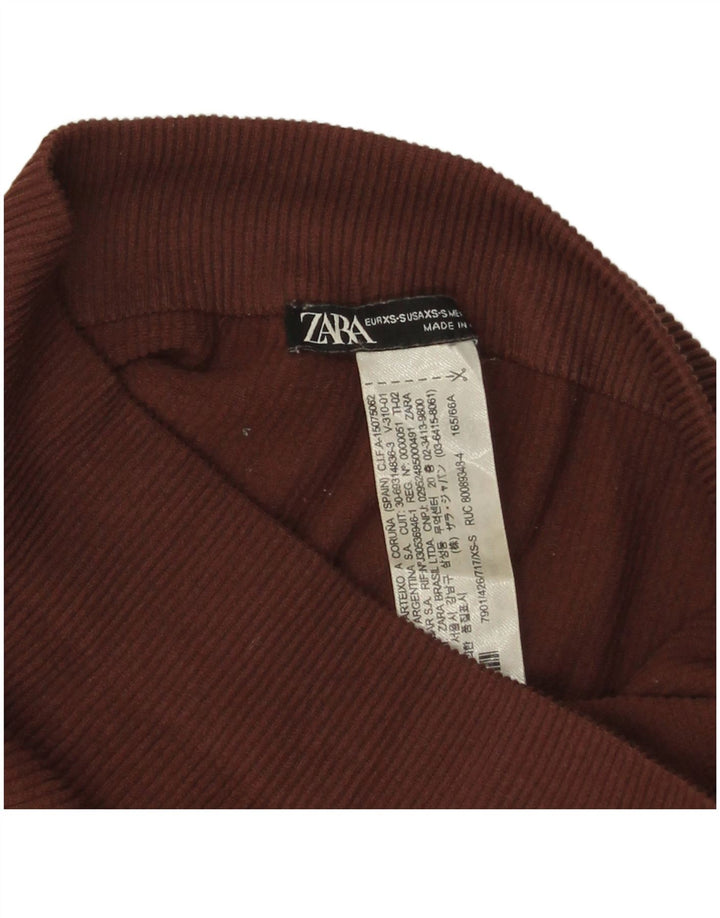 Zara Leggings Mulher UK 4 XS Marrom Nylon