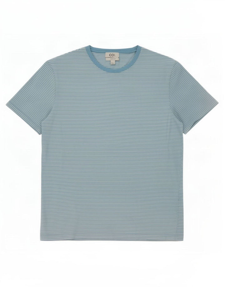 Cos Camiseta masculina regular de algodão listrado azul médio